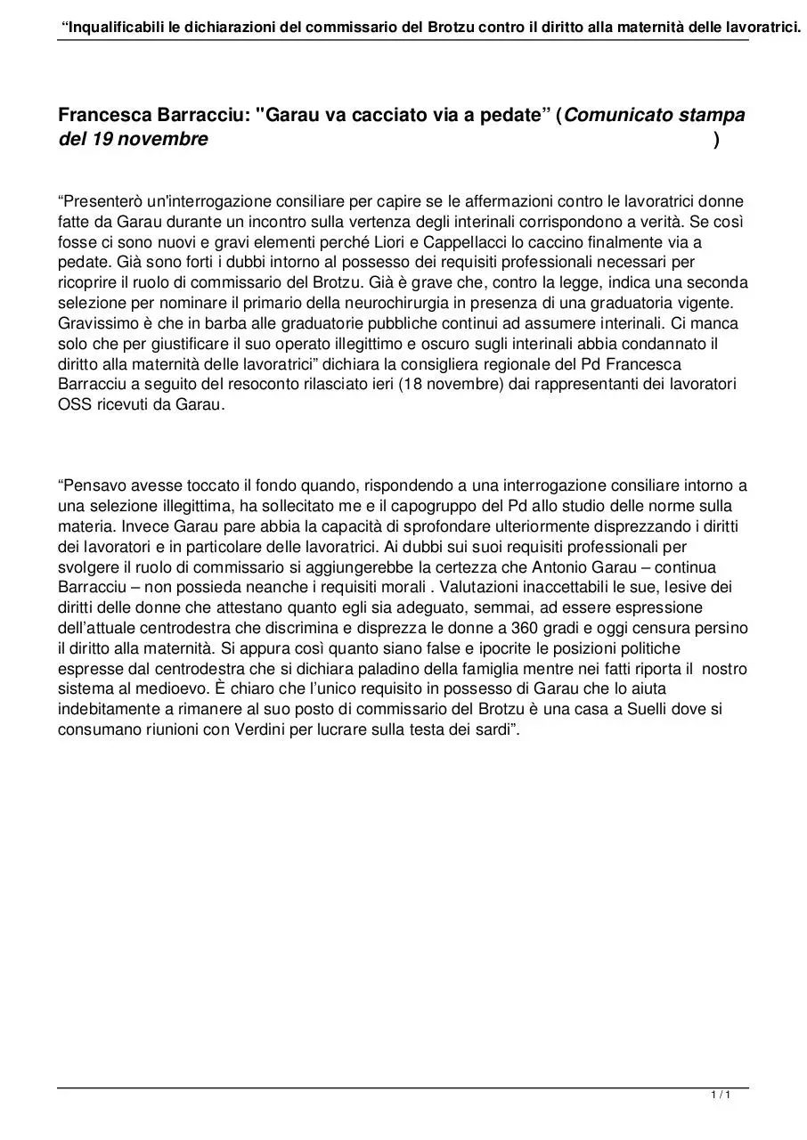 Page 1 of 1, Barracciu