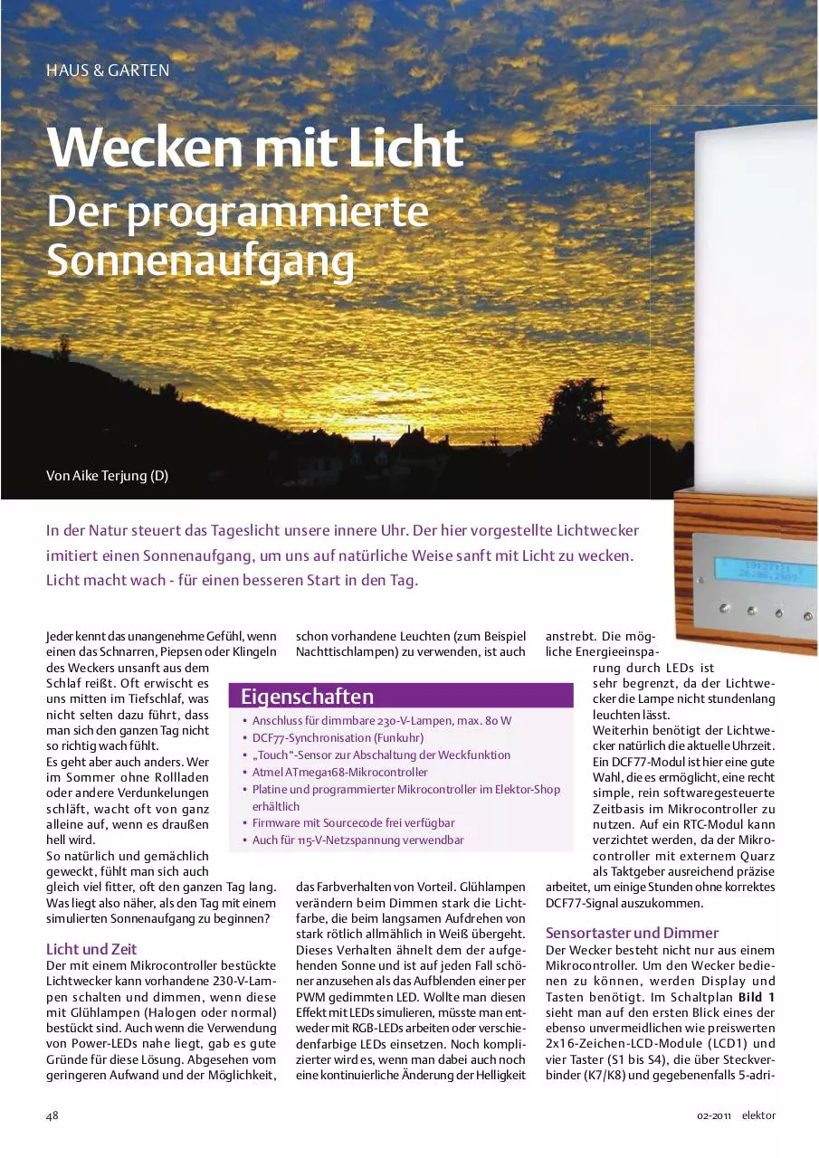 Page 1 of 5, Elektor02 2011DE Lichtwecker