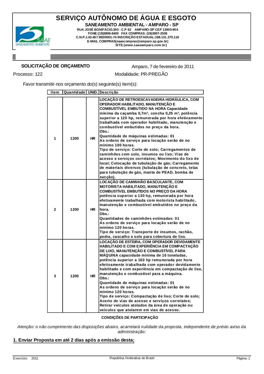 Page 1 of 3, termo de referencia