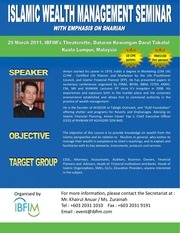 Page 1, Islamic Wealth Management Seminar Brochure Final