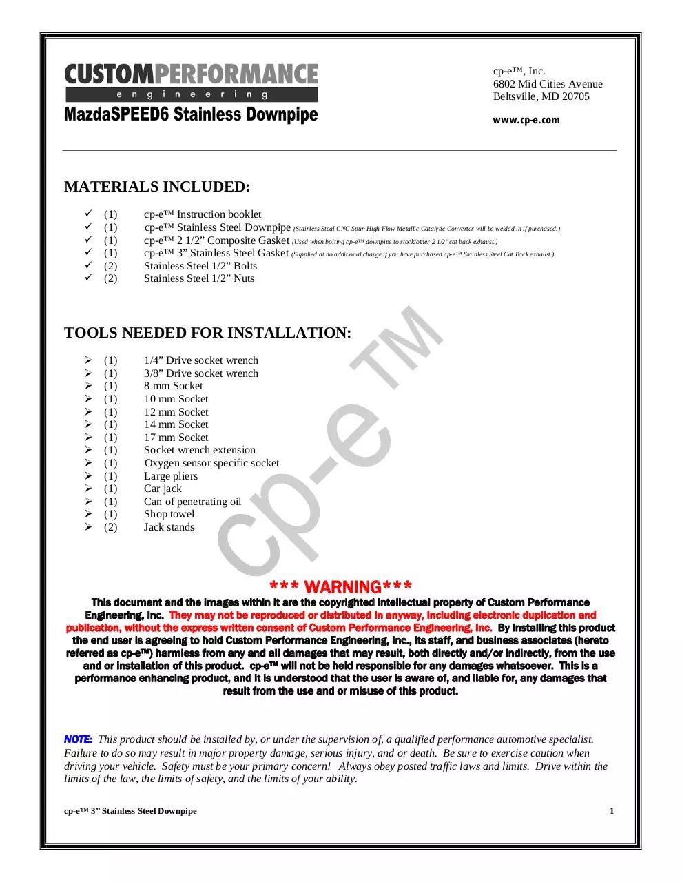 Page 1 of 10, Compressed Downpipe MazdaSPEED6