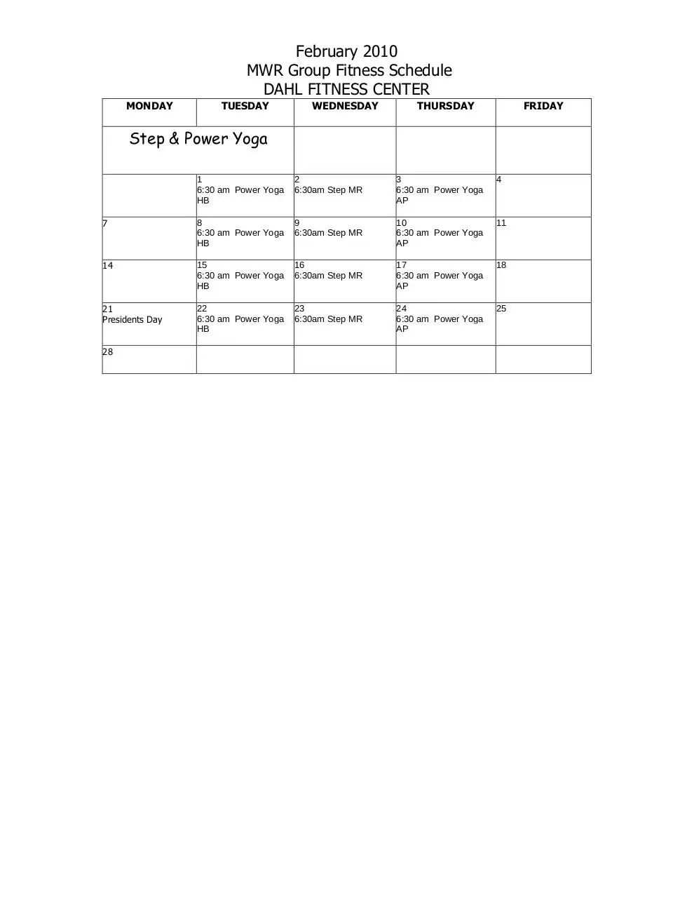 Page 1 of 1, Feb2011DahlGroupFitness