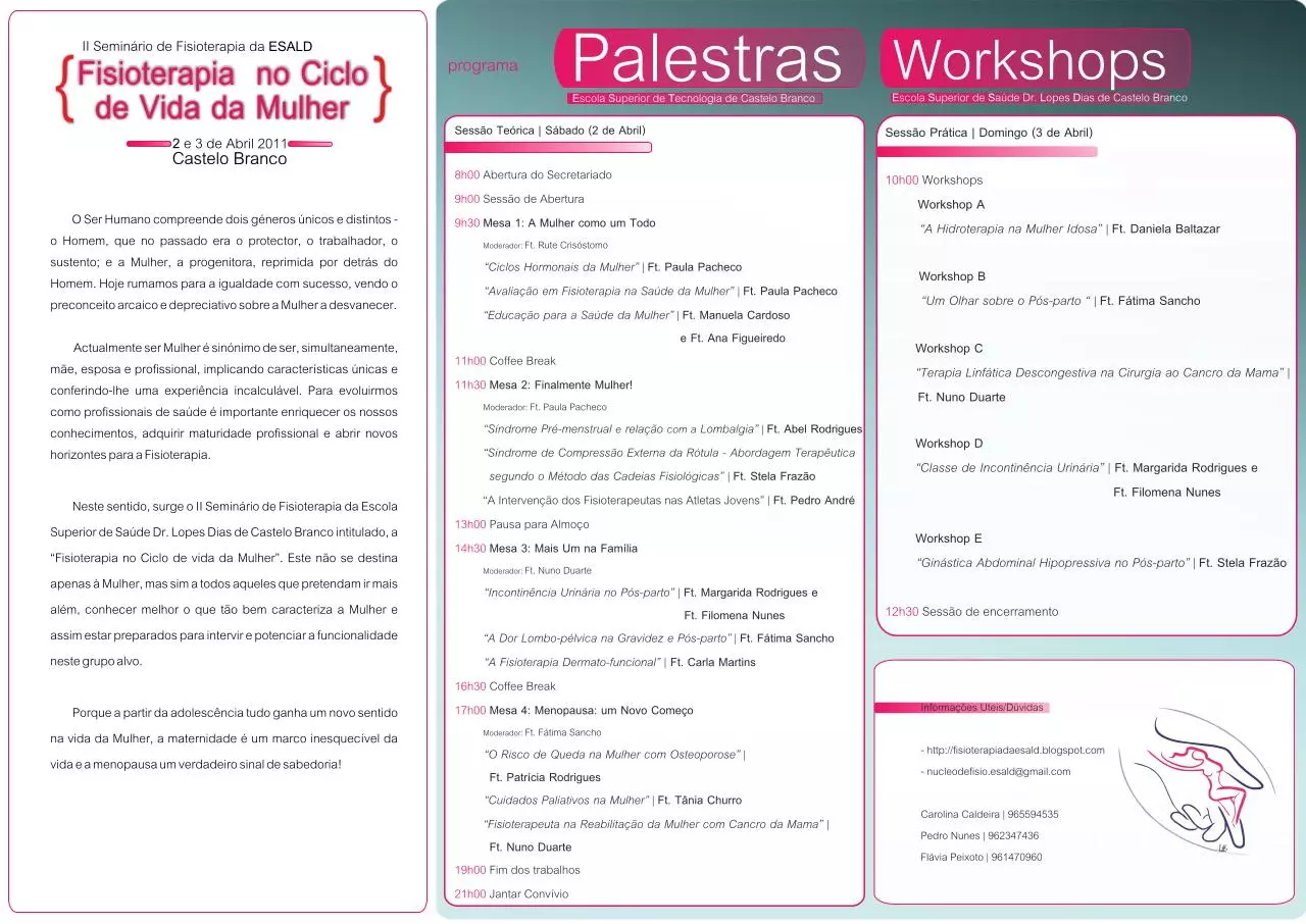 Page 2 of 2, Panfleto II Seminário Fisioterapia ESALD