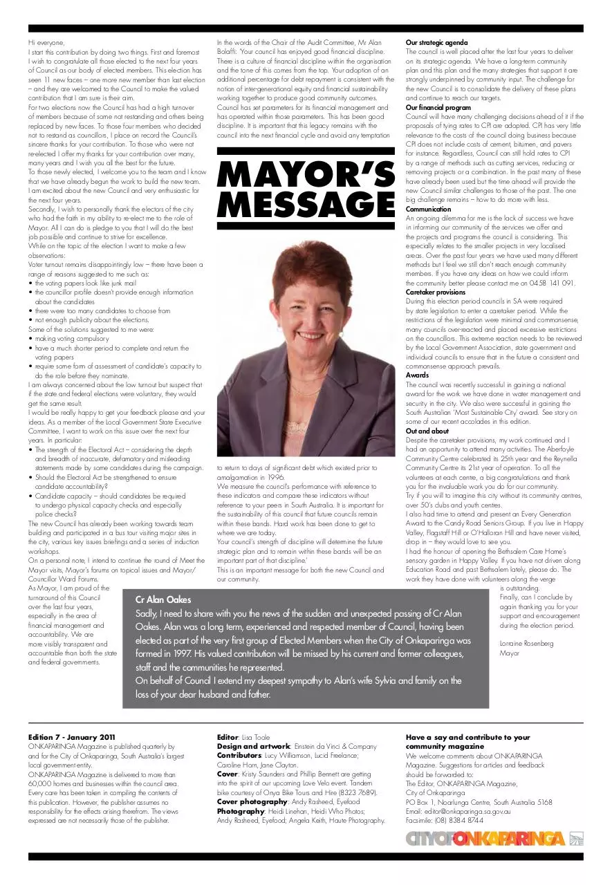 Page 2 of 16, onkaparinga magazine summer january 2011[1]