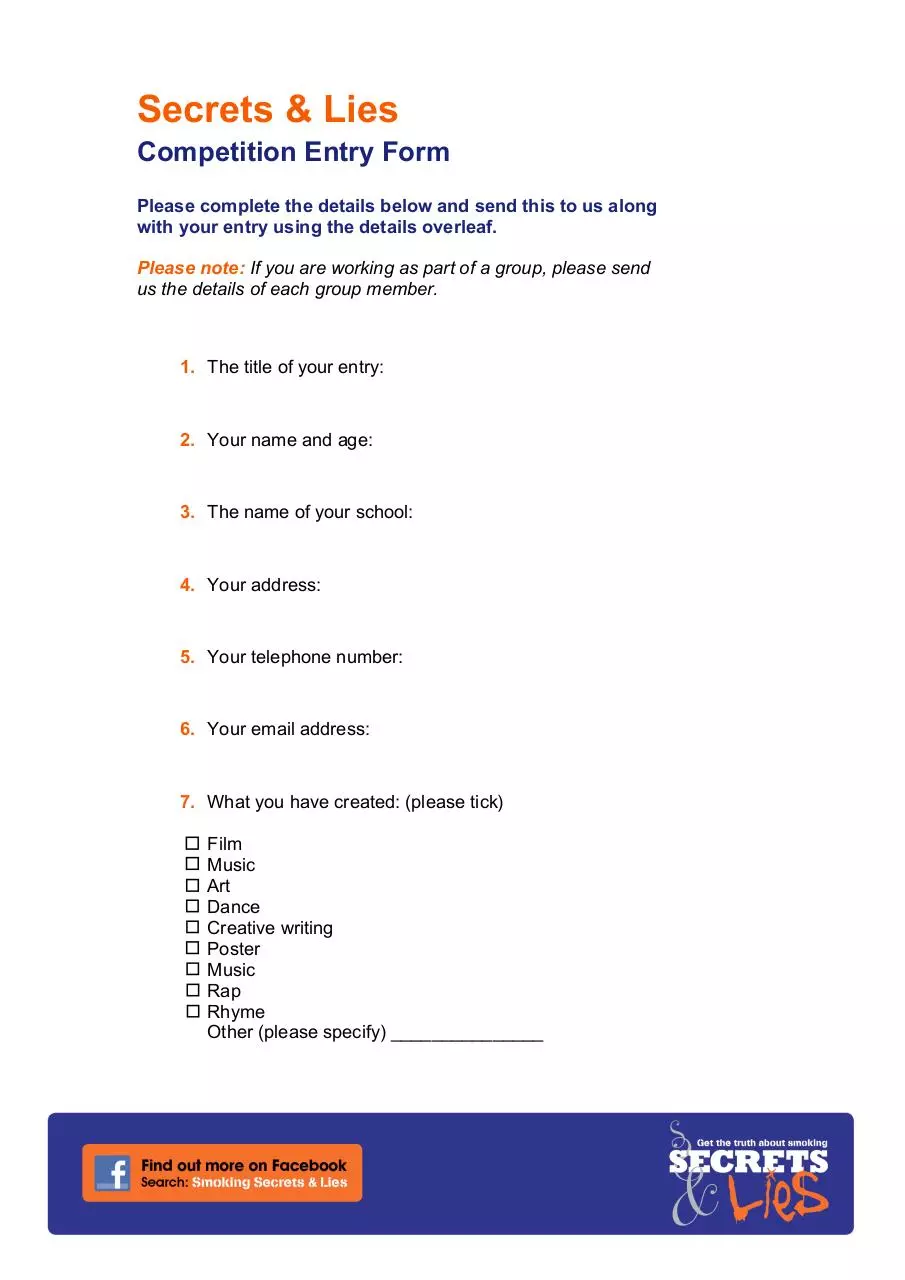 Page 1 of 2, Entry form