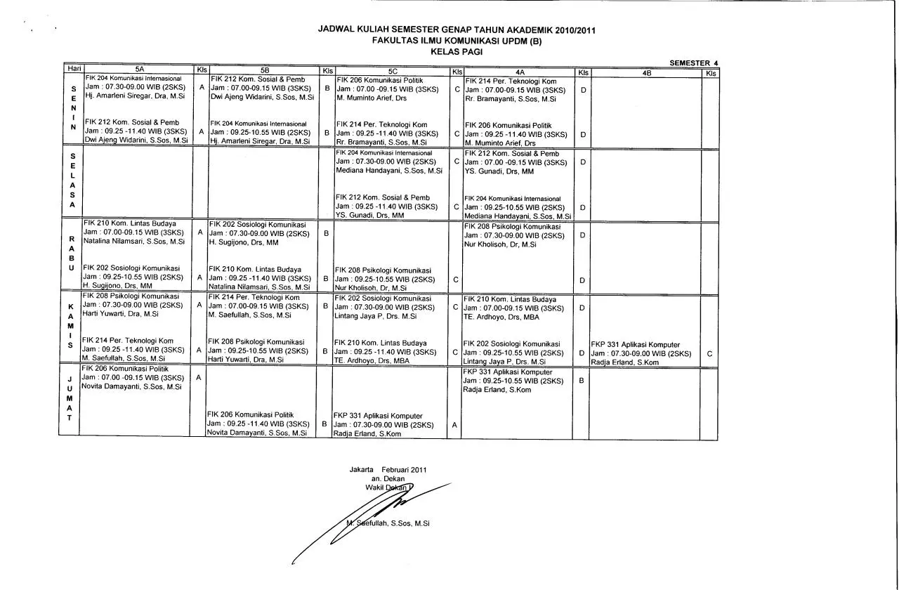 Page 2 of 4, JADWAL KULIAH PAGI