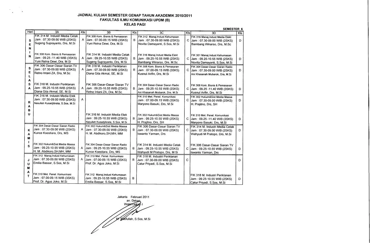 Page 3 of 4, JADWAL KULIAH PAGI