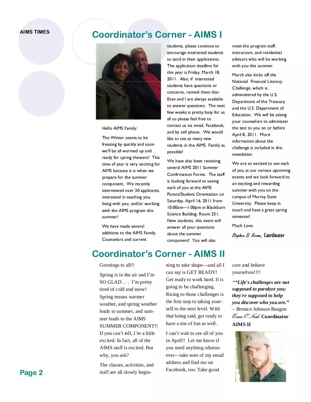 Page 2 of 6, March 2011 Newsletter