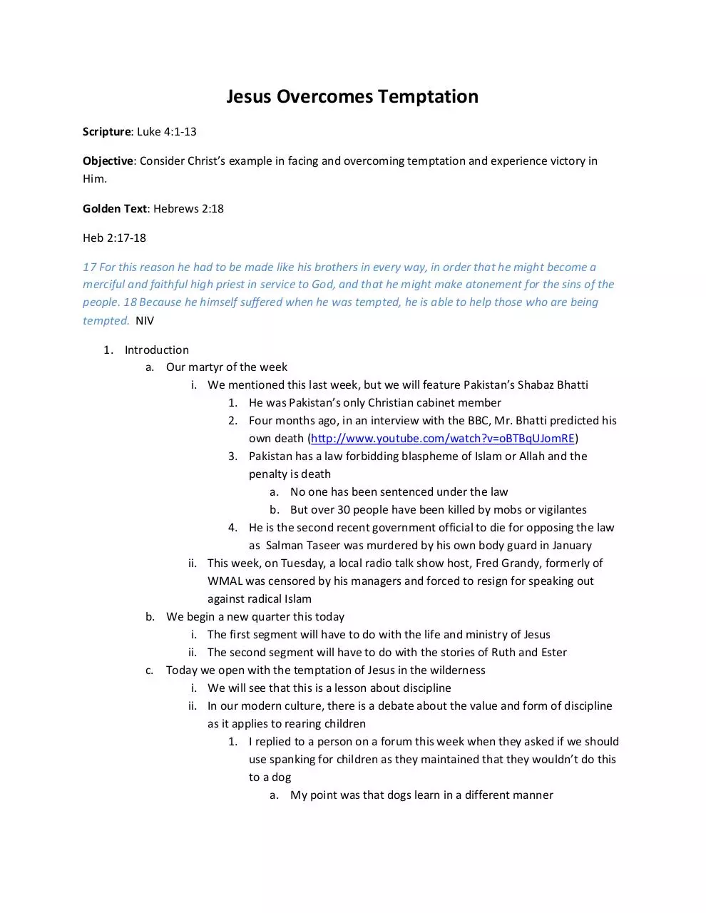Page 1 of 7, Jesus Overcomes Temptation