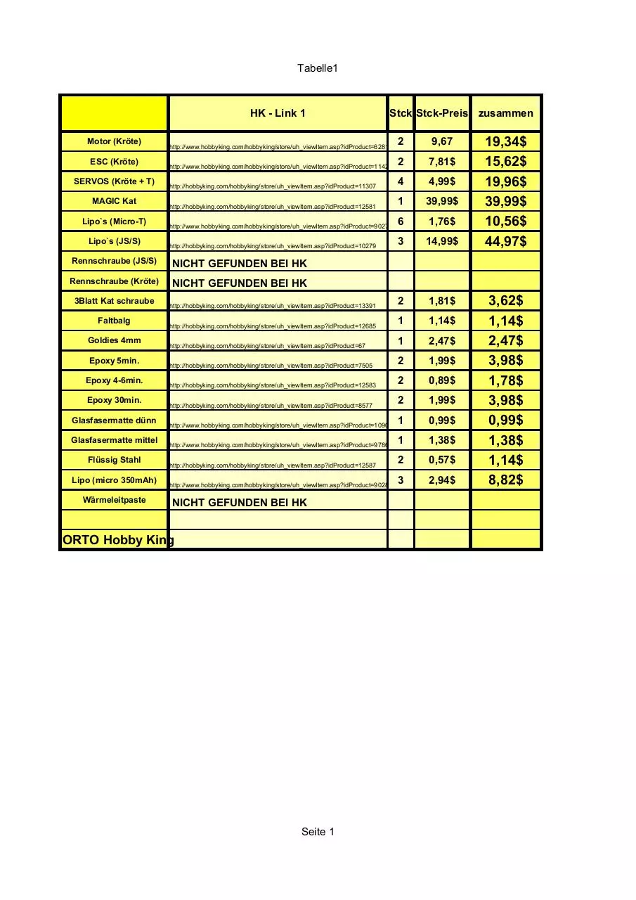 Page 1 of 1, HK Bestellung PDF