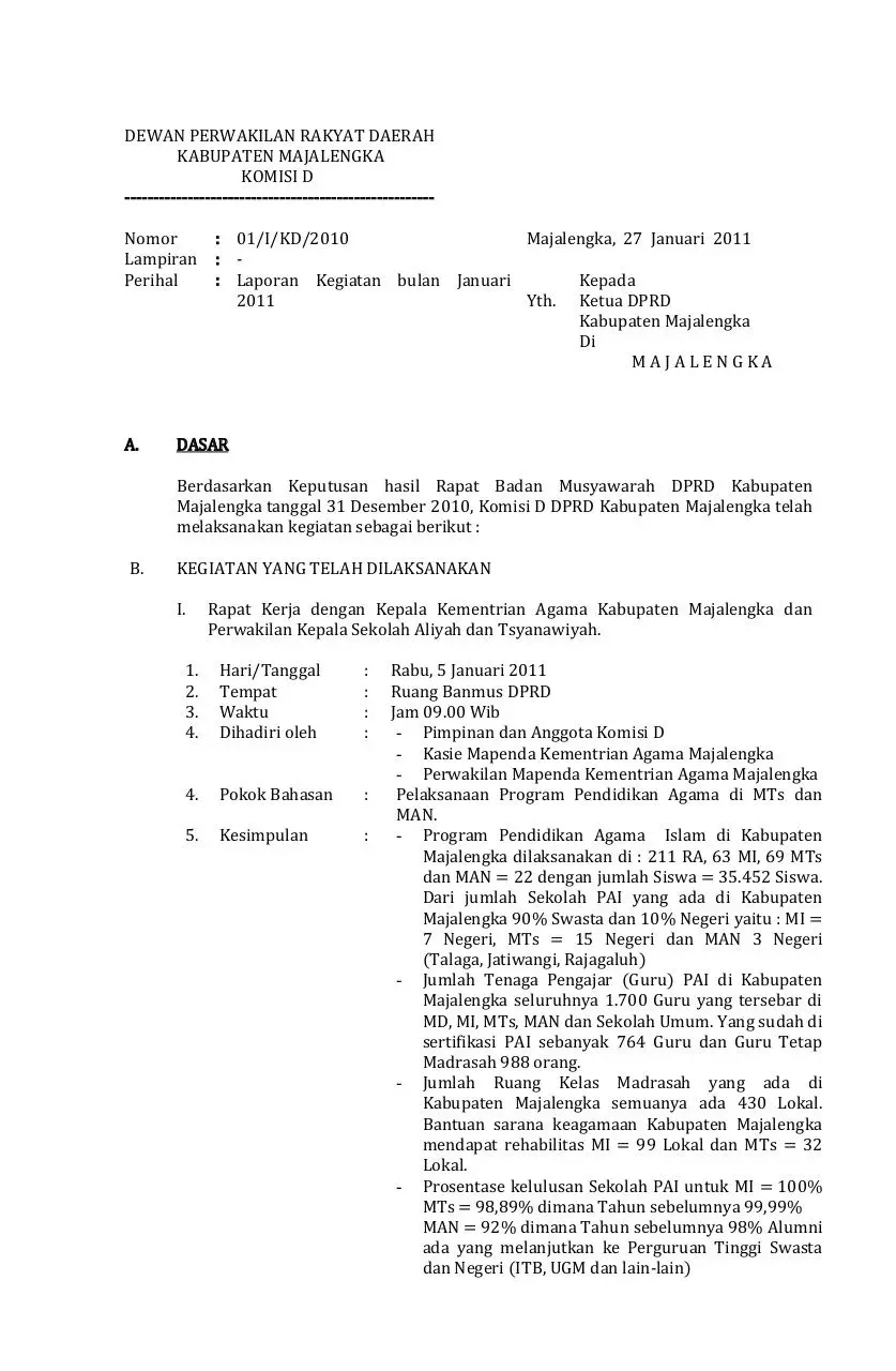 Page 1 of 15, Laporan Komisi D Peb11