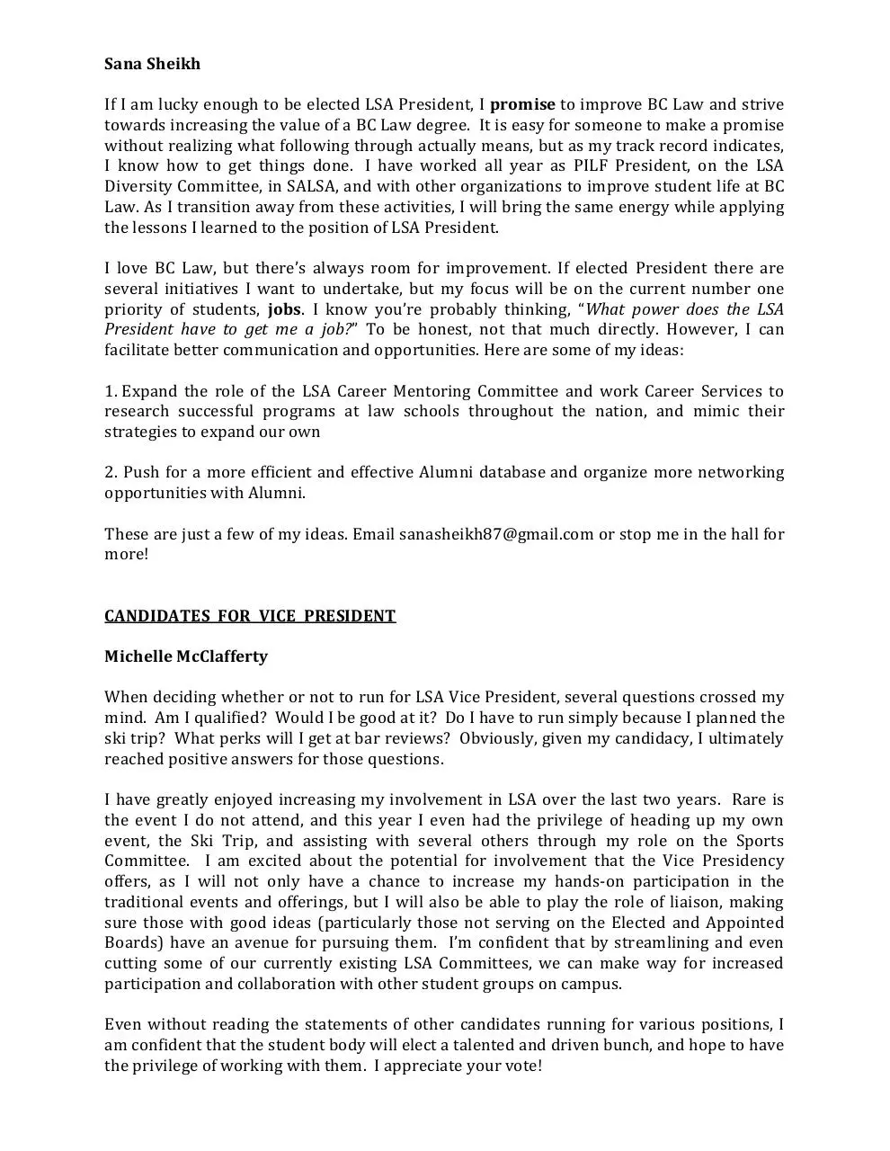 Page 2 of 9, CANDIDATE STATEMENTS updated