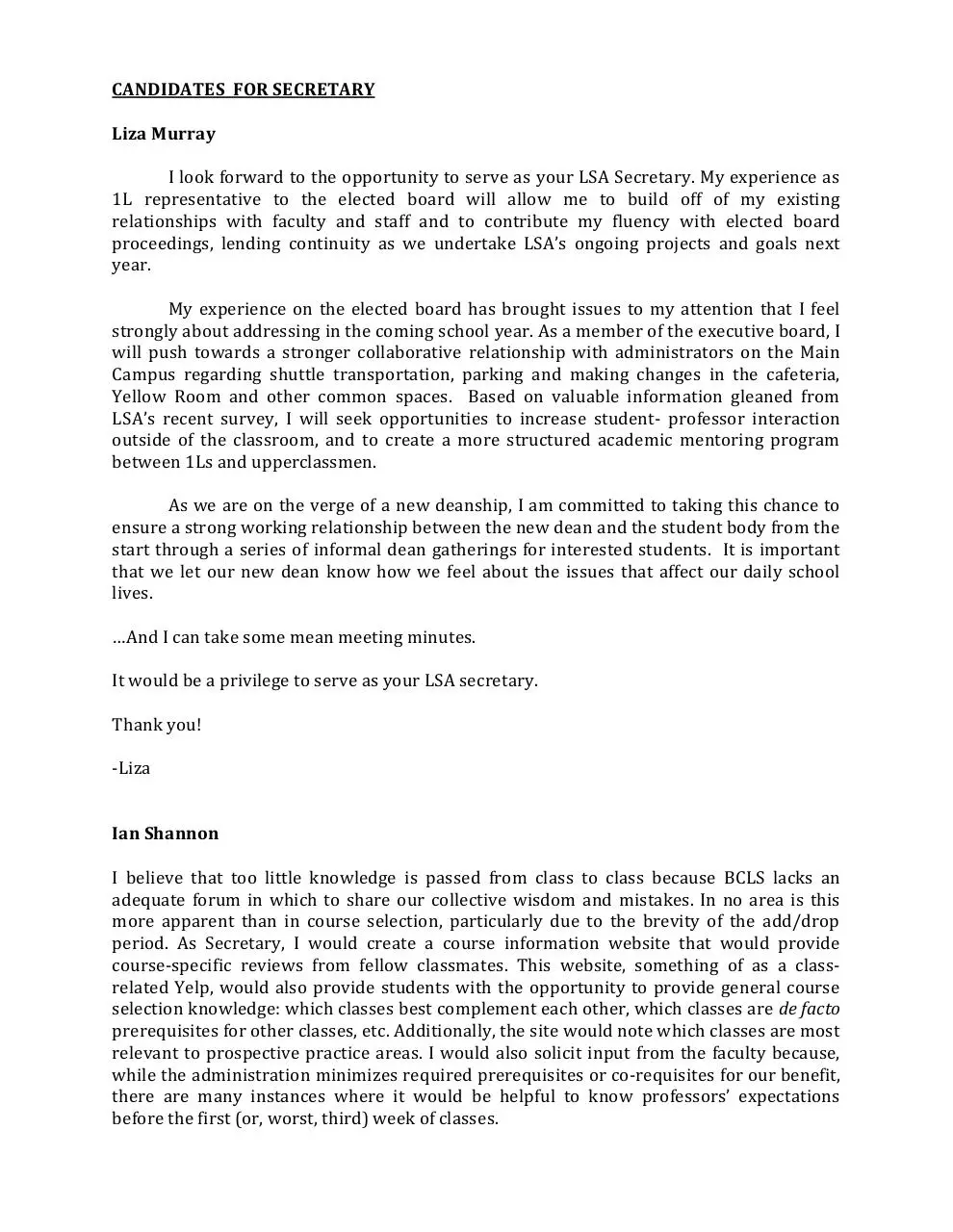 Page 3 of 9, CANDIDATE STATEMENTS updated