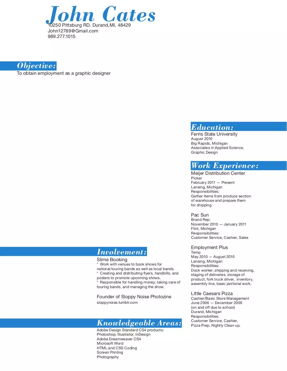 Page 1 of 1, JohnCatesresume