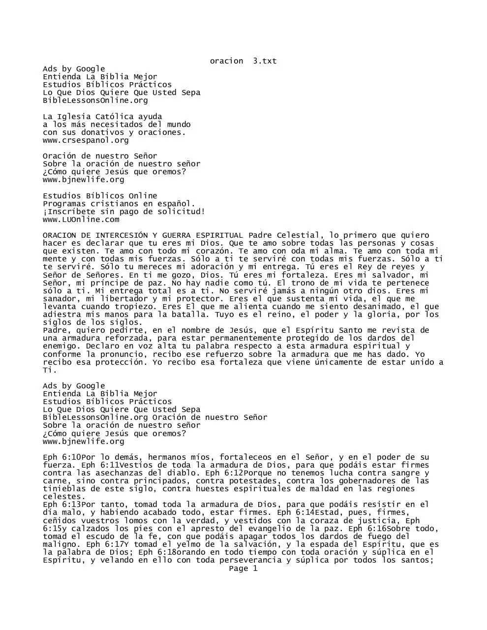 Page 1 of 7, intercesion y guerra espiritual