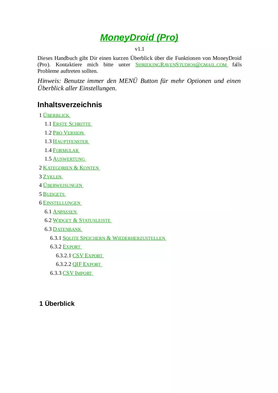 Page 1 of 9, MoneyDroid manual de