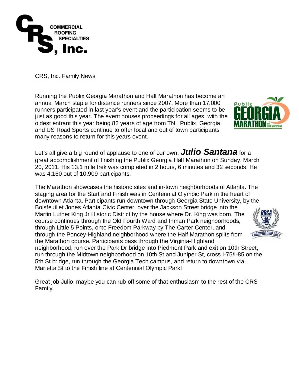 Page 1 of 1, Julio Santana Half Marathon