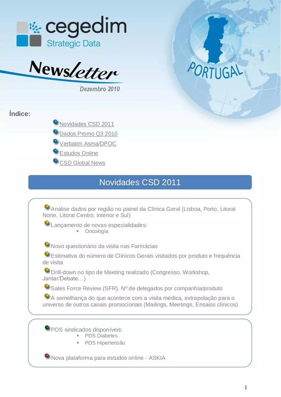 Page 1 of 5, Newsletter CSD Portugal Dec 2010