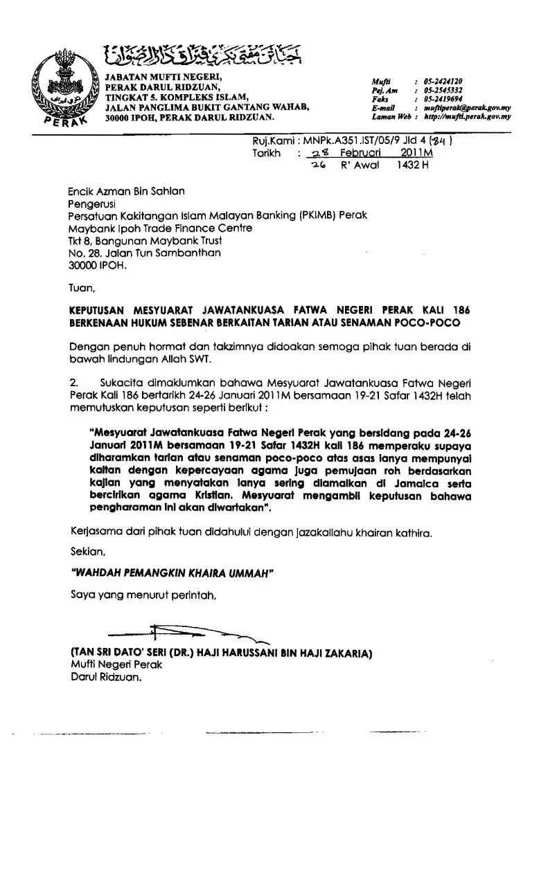 Page 1 of 1, Keputusan Fatwa Poco Poco