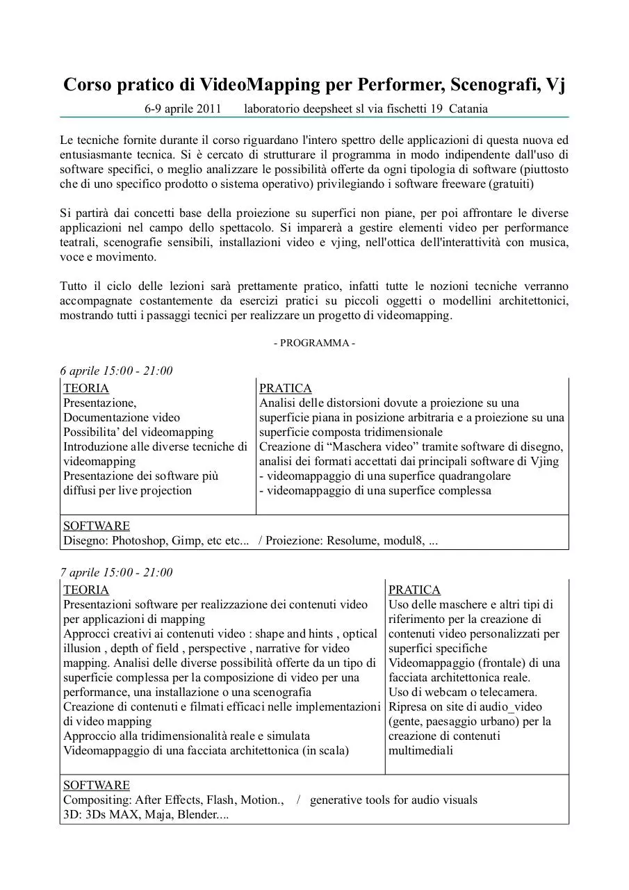 Page 1 of 2, Programma VideomMapping