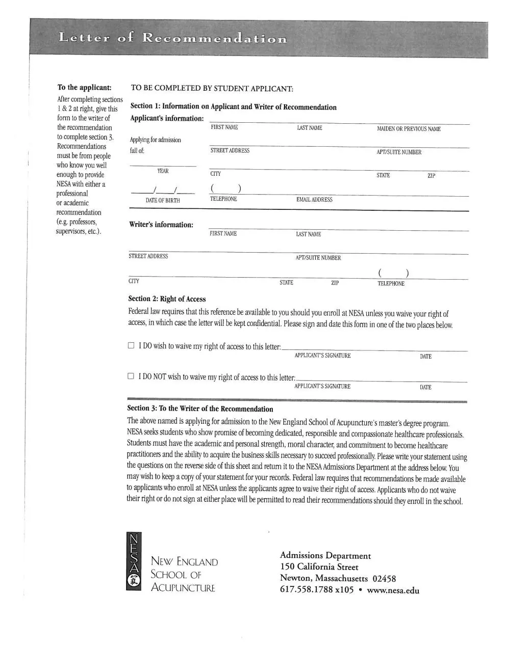 Page 1 of 2, Recommendation Form