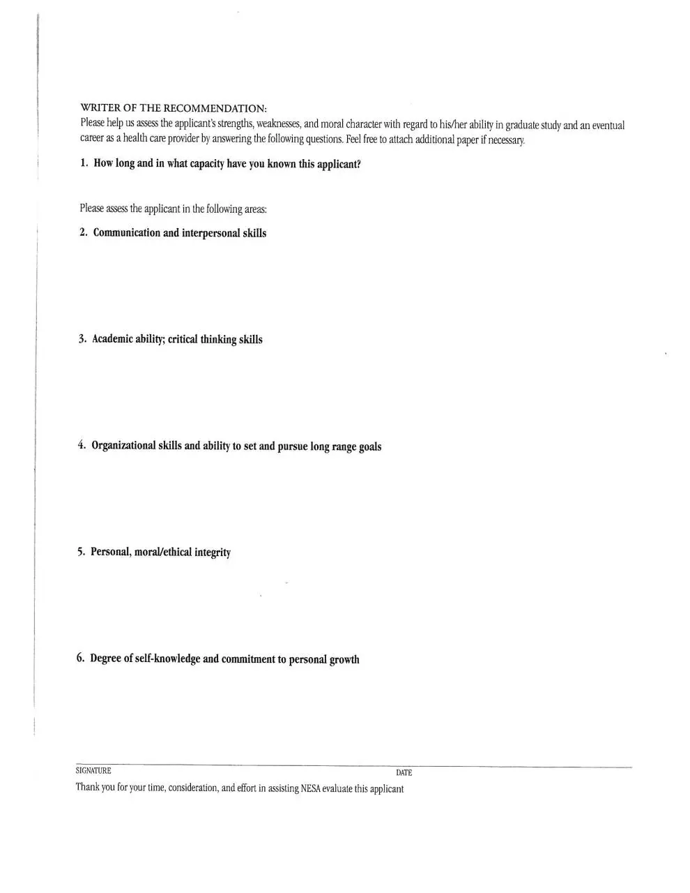 Page 2 of 2, Recommendation Form