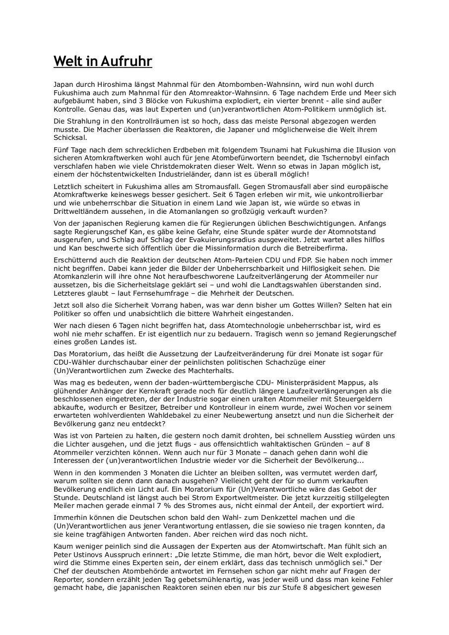 Page 1 of 4, Welt in Aufruhr