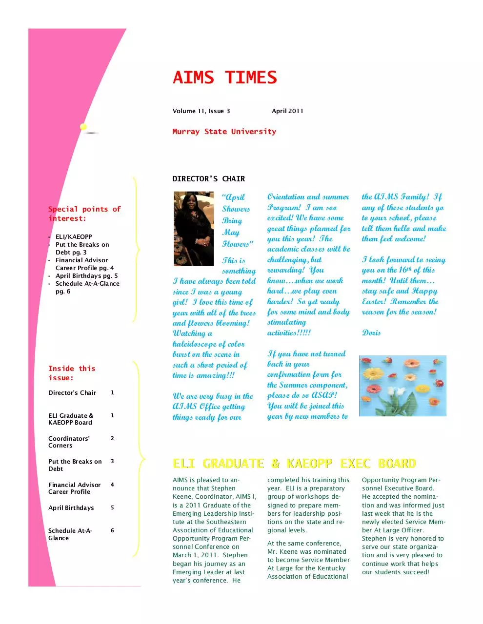 Page 1 of 6, April 2011 Newsletter (1)