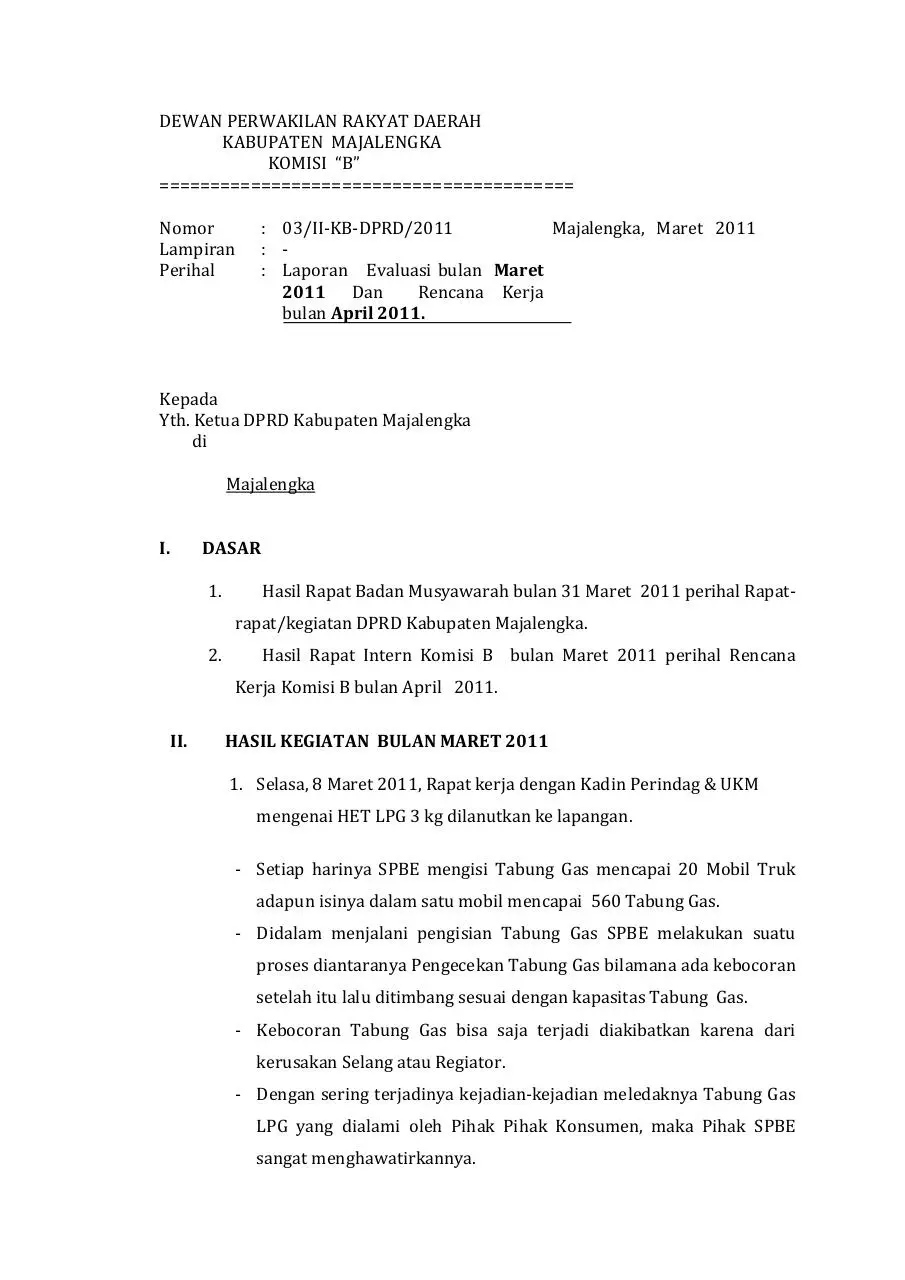 Page 1 of 4, laporan komisi B Maret 11