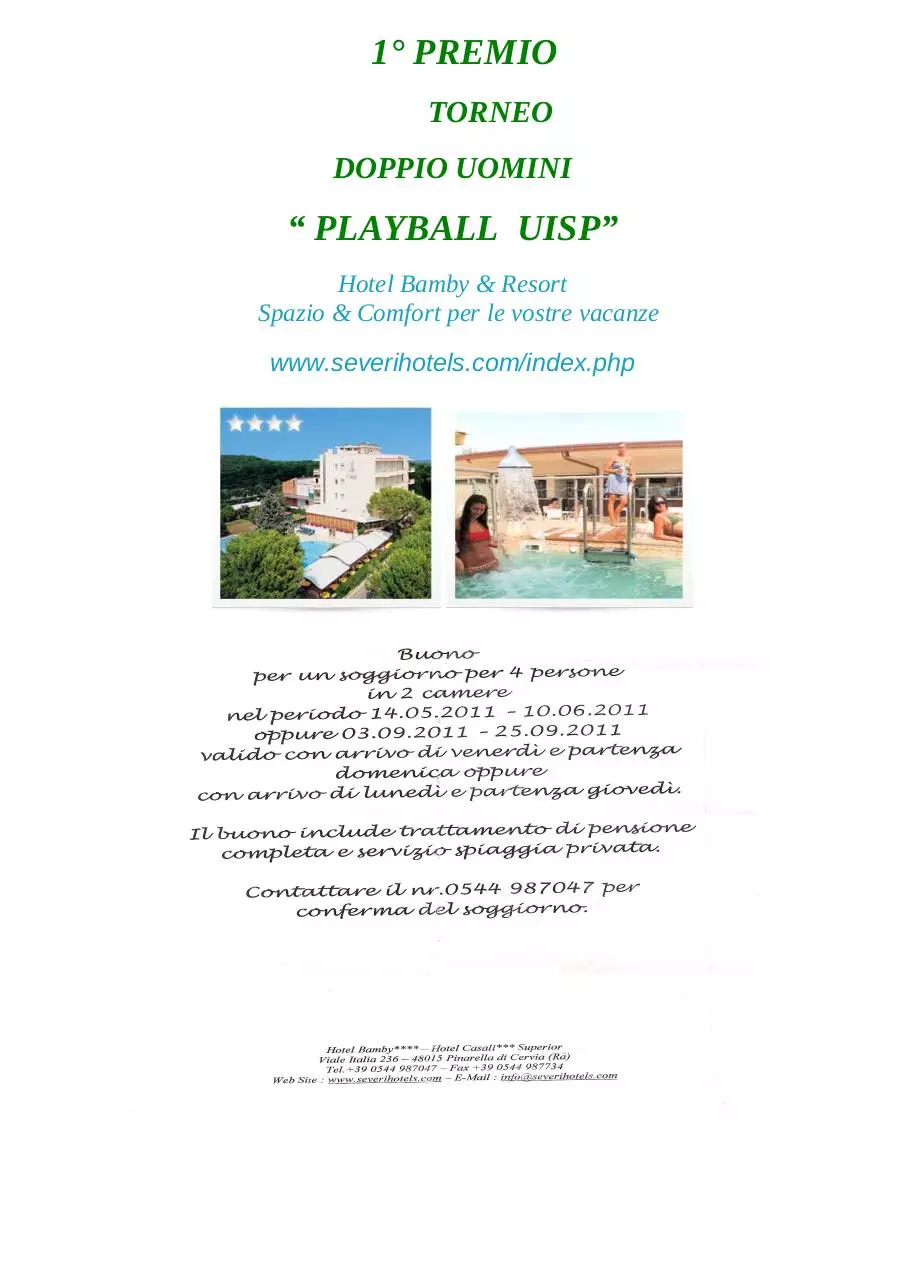 Page 1 of 1, PREMIO HOTEL BAMBY TORNEO 17 APRILE