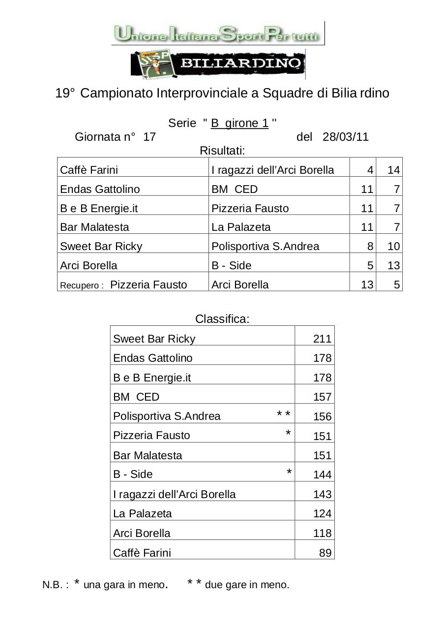 Document preview Serie A B1 B2 C1 C2  17 giornata.pdf - page 2/5