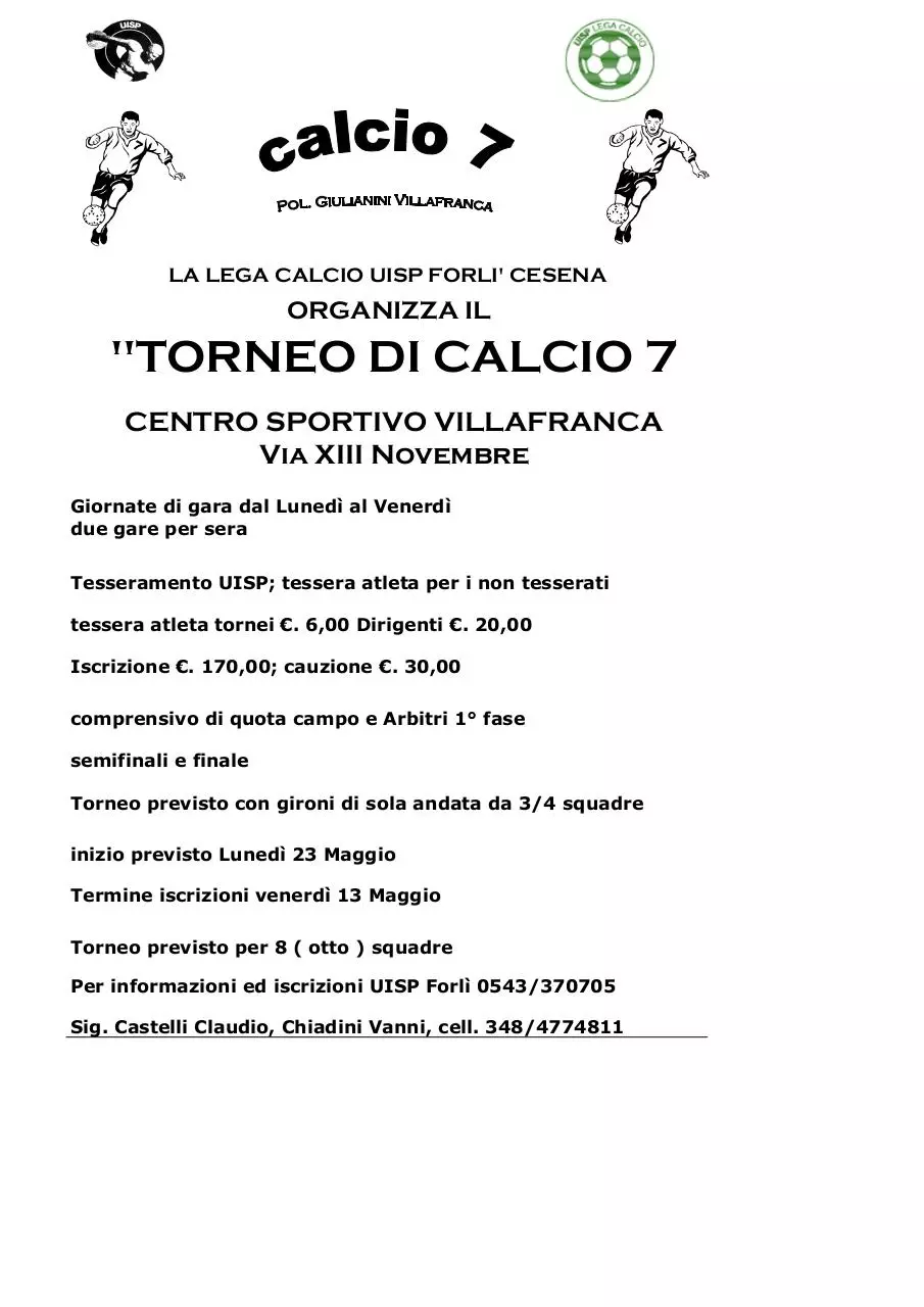 Page 1 of 4, Villafranca torneo C7 con modulo iscrizione