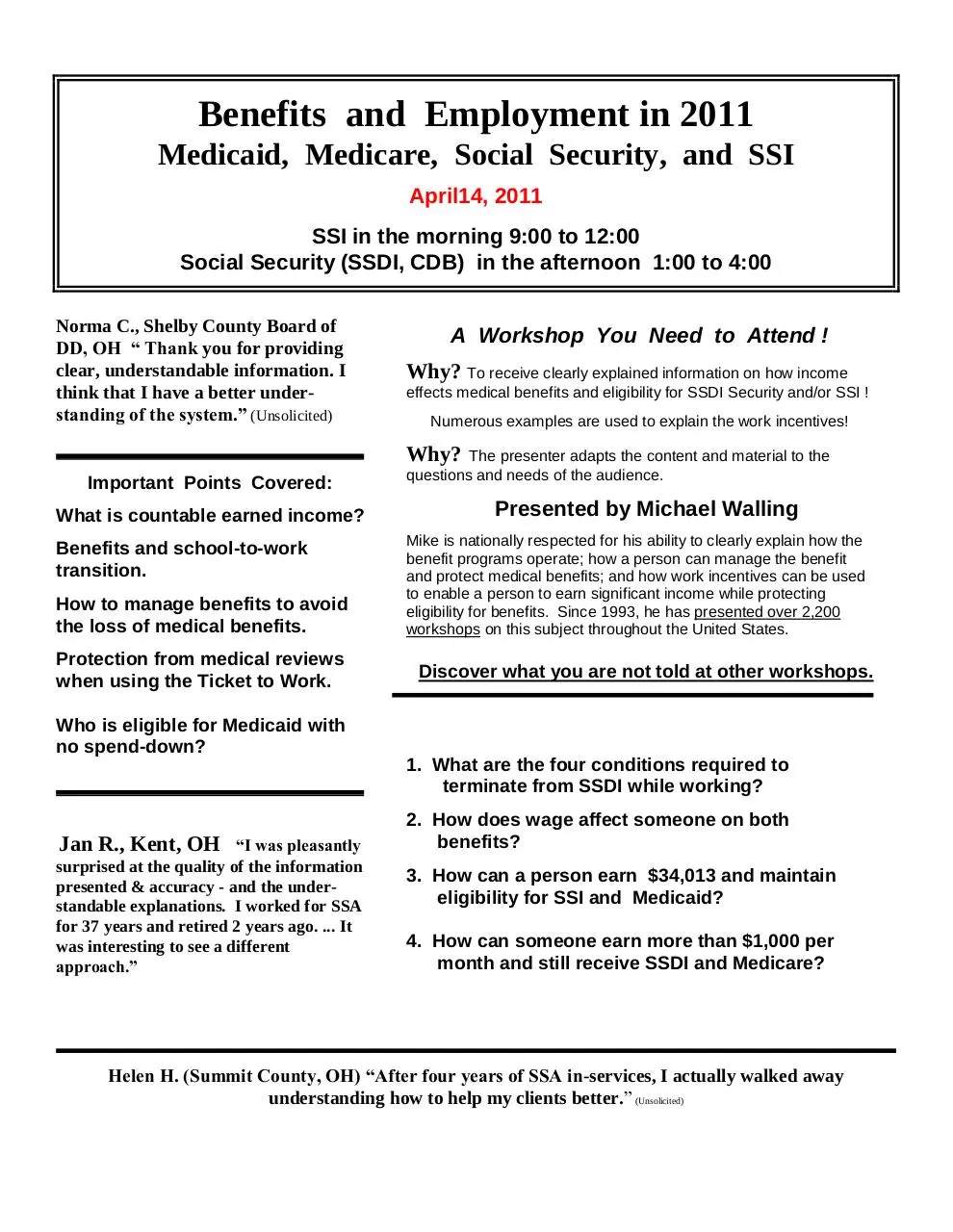 Page 1 of 2, Benefits and Employment in 2011