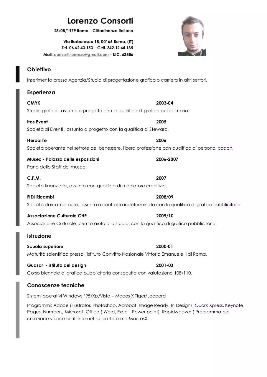 Page 1 of 2, CV LORENZO CONSORTI