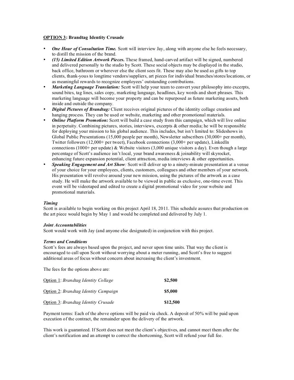 Page 3 of 4, Proposal to Create a Custom Brandtag Identity Campaign