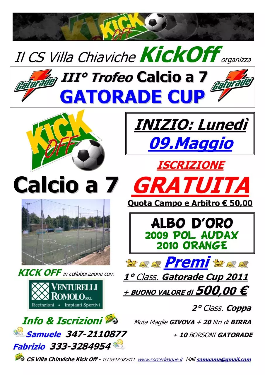 Page 1 of 1, 2011 II° Trofeo Gatorade Cup Locandina