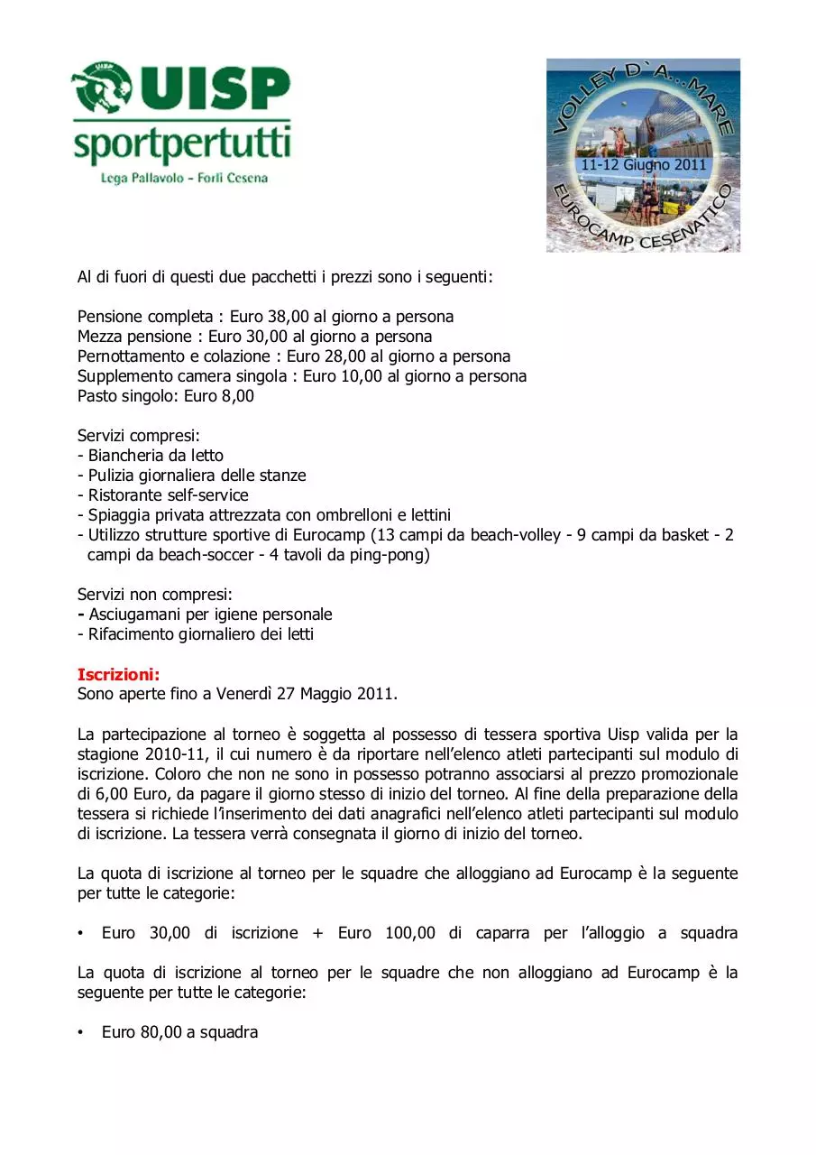 Page 5 of 6, VOLLEY D'A...MARE Cesenatico Giugno 2011 Presentazione