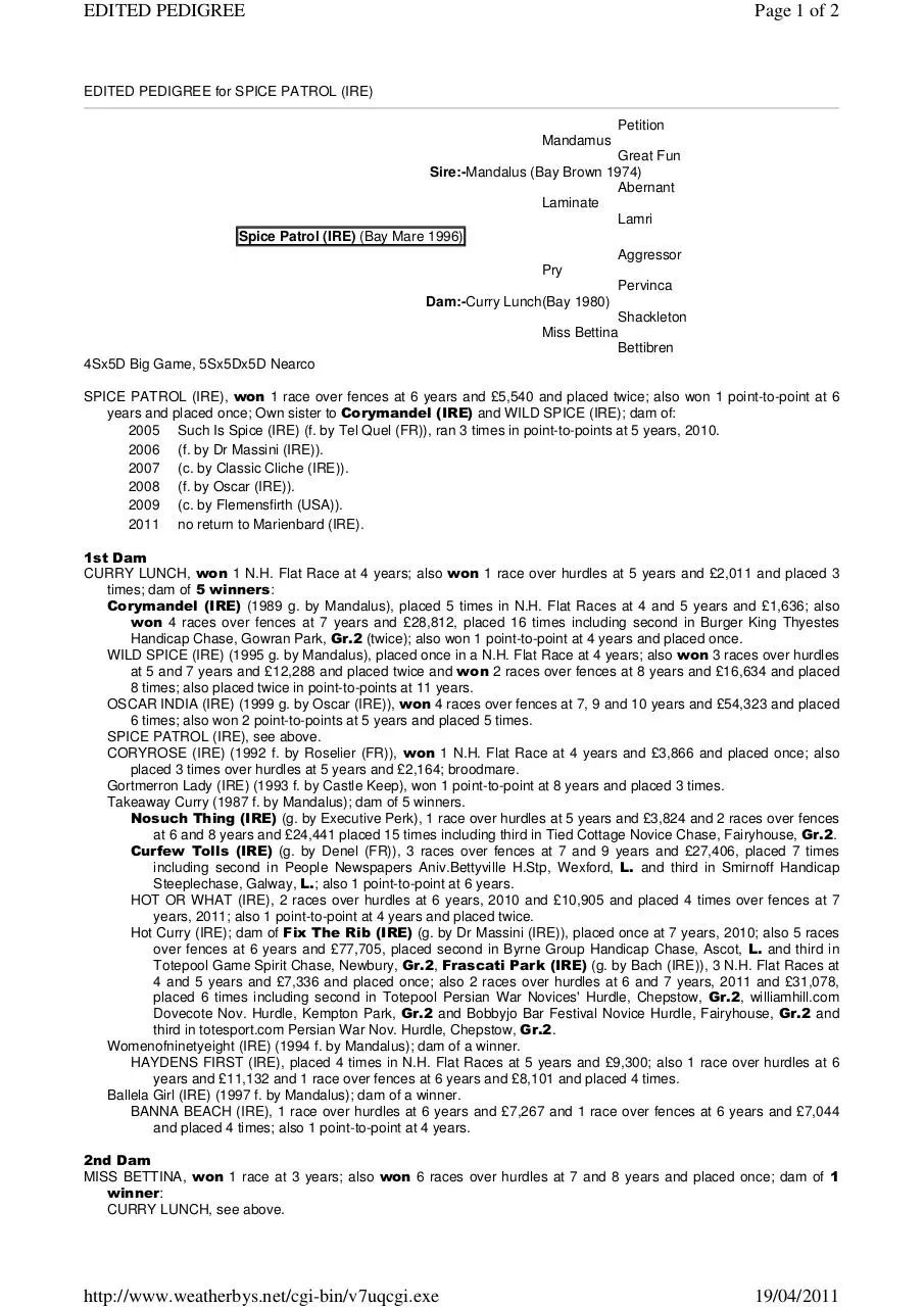 Page 1 of 2, Pedigree Spice patrol