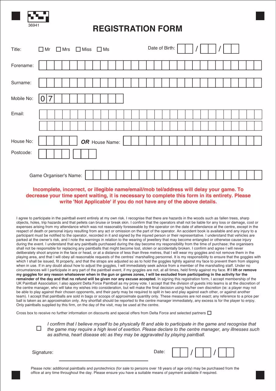 Document preview - Adult Registration Form.pdf - Page 1/1