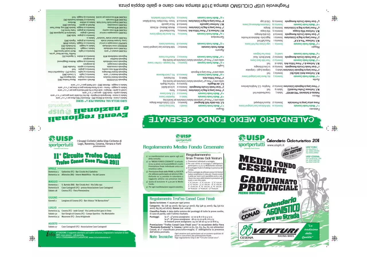 Page 1 of 2, calendario 2011 MF Uisp Cesena