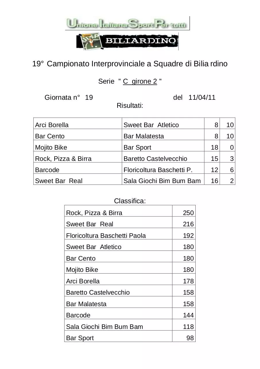 Page 5 of 7, Serie A B1 B2 C1 C2 19^ giornata promozioni retrocessioni …