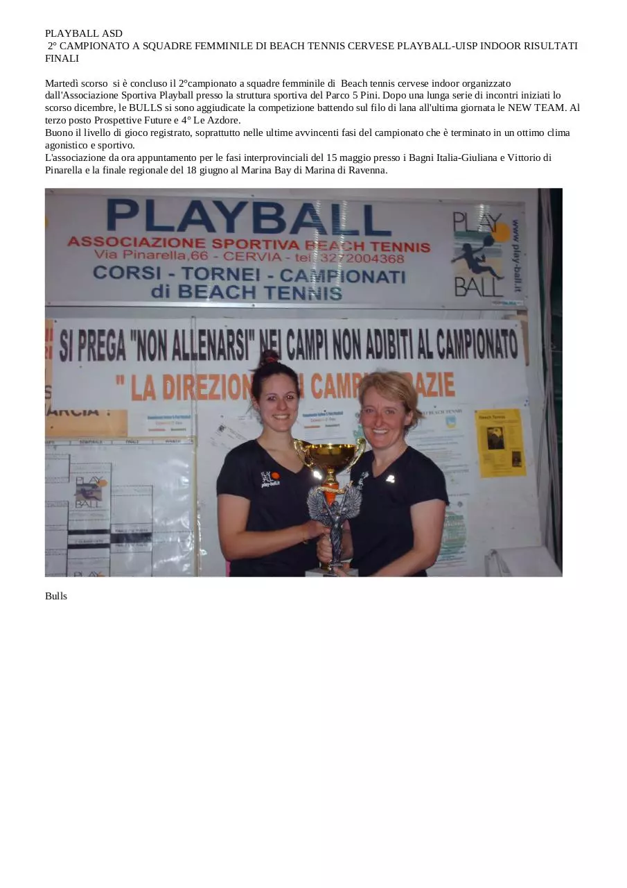 Page 1 of 3, 5 Pini Campionato donne 2011