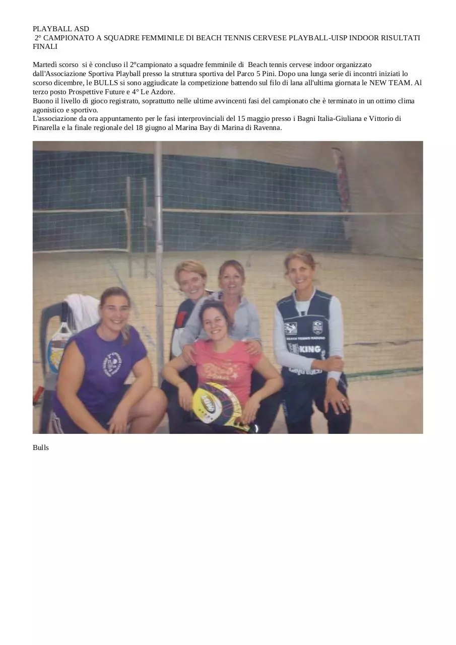 Page 1 of 3, 5 Pini Campionato donne 2011