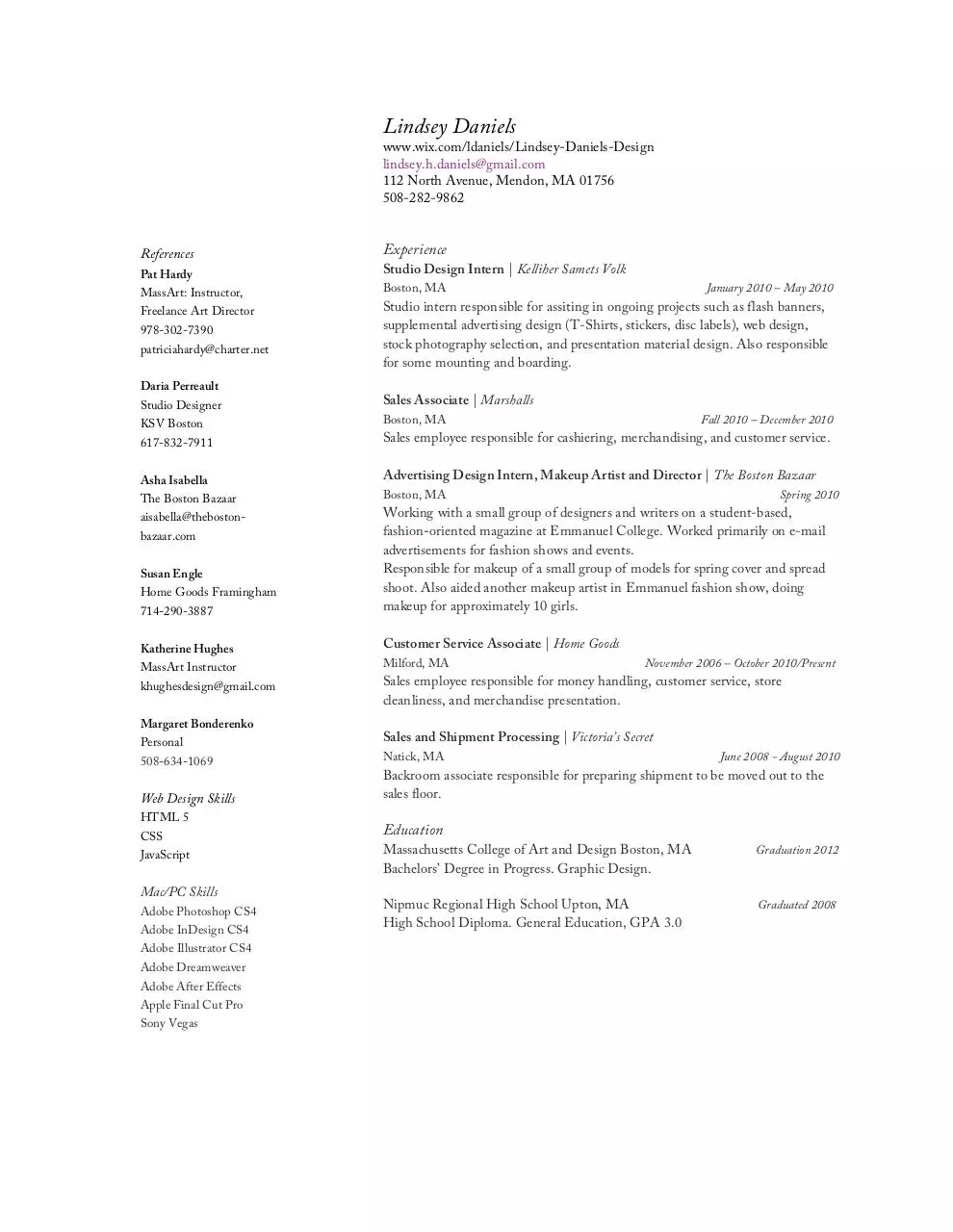 Page 1 of 1, Daniels Resume 2011