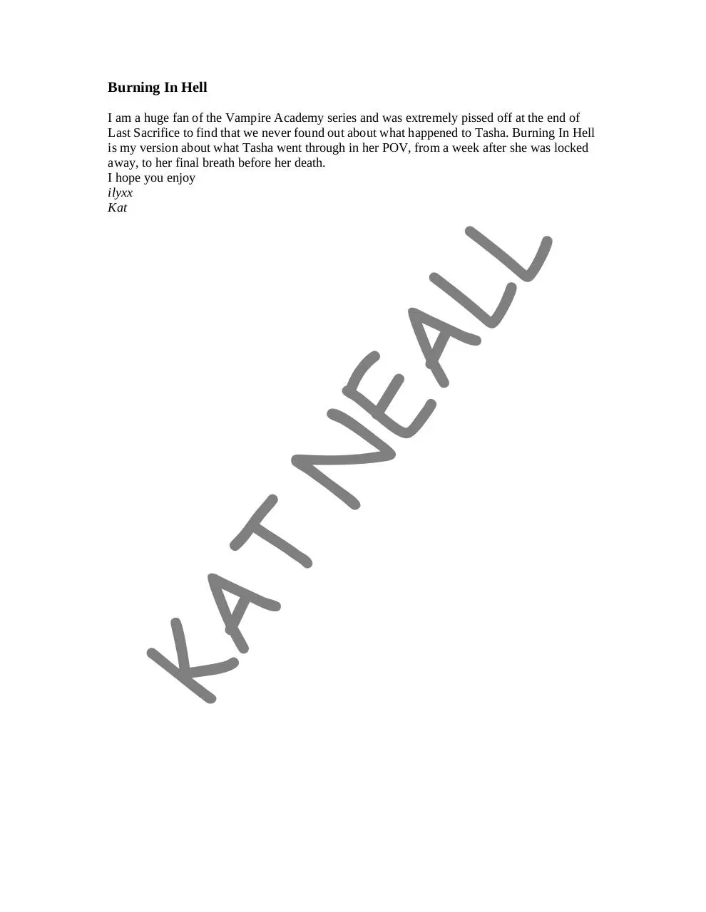 Page 1 of 1, Story Descripton