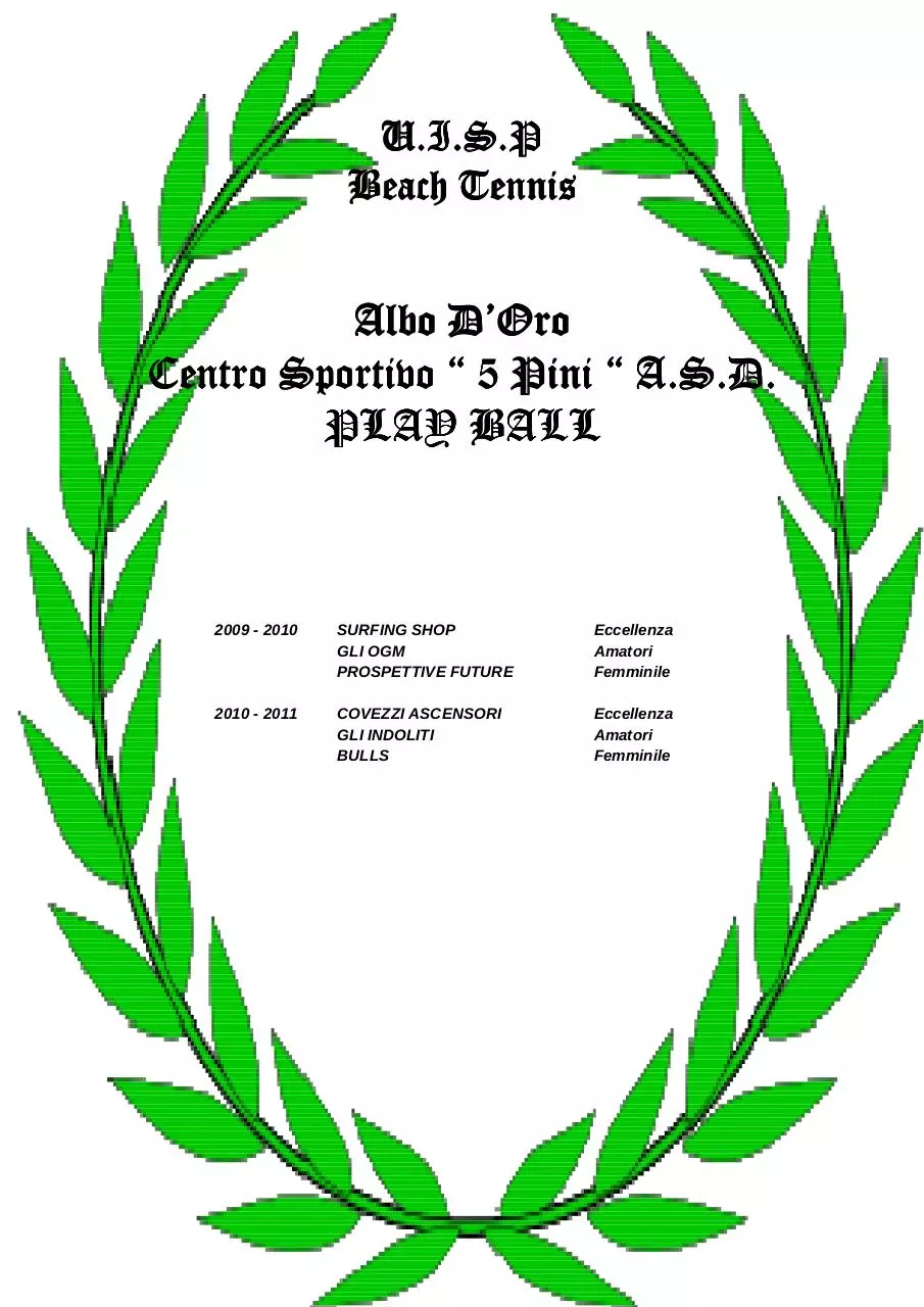 Page 1 of 1, Albo d'Oro 2010 2011 5 PINI