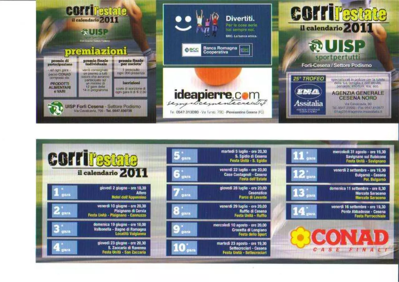 Page 1 of 1, calendario Corri l'estate 2011
