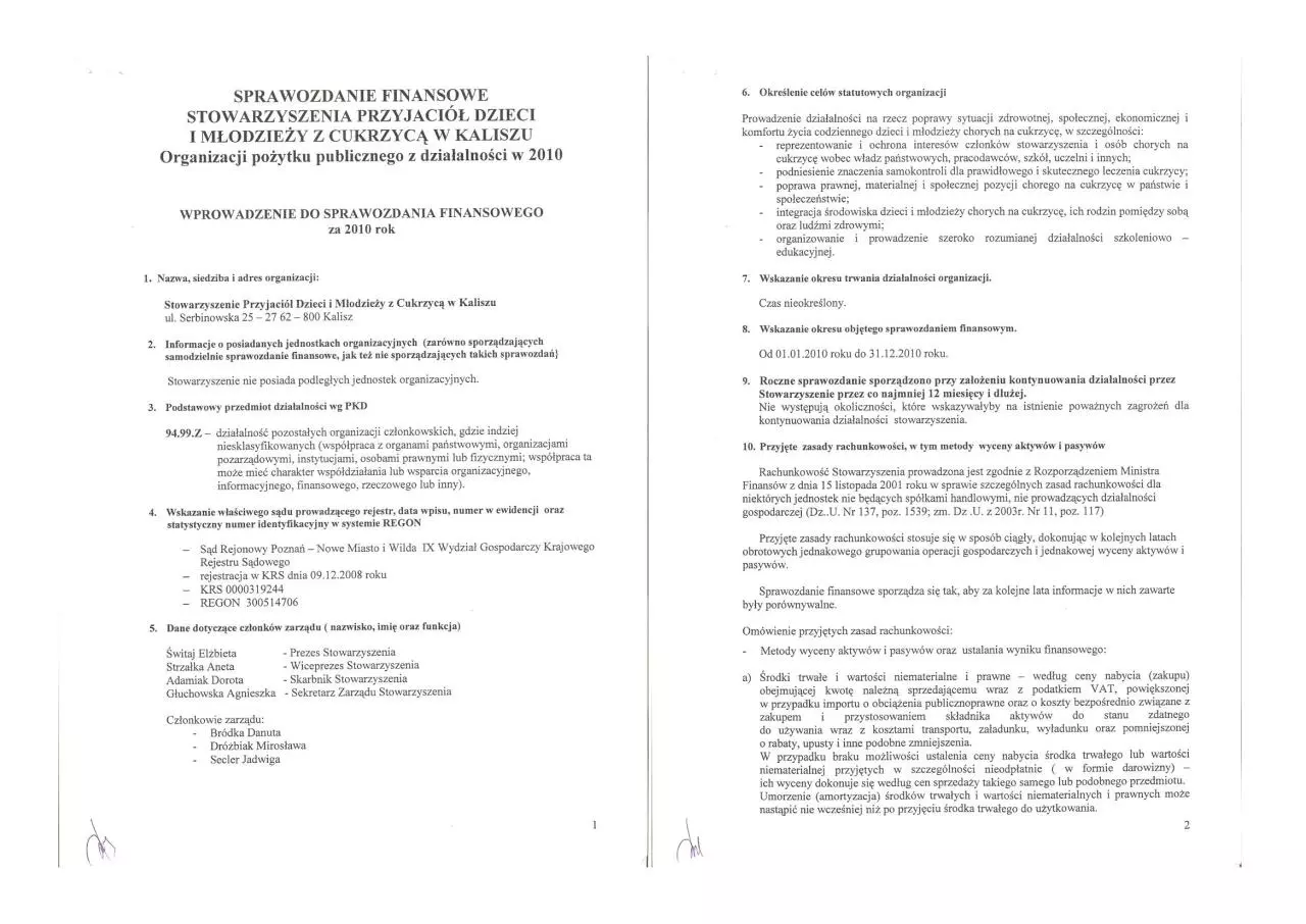 Page 1 of 5, sprawozdanie finansowe 2010